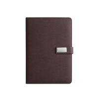 Agenda de luxe pour affaires avec reliure spirale, couverture en cuir PU, reliure cousue, logo personnalisé, coffret cadeau