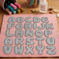 Matrices de découpe en métal pour l'alphabet, 26 lettres, ensemble de matrices mignonnes avec ligne de couture pour la création de cartes, le scrapbooking et les loisirs créatifs