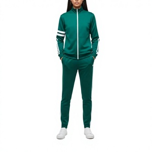 Conjunto Deportivo Verde para Mujer, Chaqueta con Cierre Completo y Cuello Alto, Estilo Deportivo, Corte Regular, Bolsillos Laterales, Secado Rápido, Transpirable, Poliéster - Product Image 3