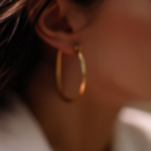 Orecchini a Cerchio Dorati E4504 in Lega di Zinco, Gioielli Unisex Classici alla Moda - Product Image 2