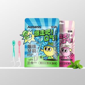 Airkiss Private Label Volwassen Plastic Tandenborstel Nylon Zacht Perzik Smaak Mondwater Floss Picks Tong Schraper Reizen Tandenstokers - Product Image 2