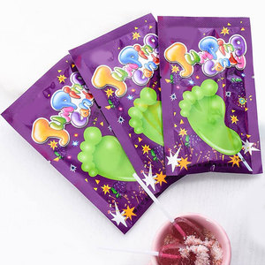 Bonbons en gros Halal saveur fruitée, bonbons pétillants, sucettes géantes, bonbons en forme de <span class=keywords><strong>pied</strong></span> avec <span class=keywords><strong>poudre</strong></span> aigre - Product Image 2