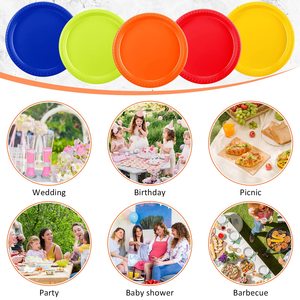 Customized Logo Round Cajas Para Cake White Plastic Dinner <strong>Plates</strong> Wedding Party <strong>Disposable</strong> <strong>Plate</strong> Set - Product Image 3