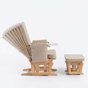 Fauteuil à bascule moderne en tissu avec base en bois pour allaitement et bébé nouveau-né - Product Image 2