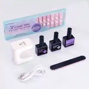 Btartbox 160Pcs Mềm Gel Pháp X-Coat Mẹo Nhân Tạo Giả Báo Chí Trên Móng Tay Ngắn Pháp Làm Móng Tay Gel X Nail Kit Cho Nhà Vẻ Đẹp