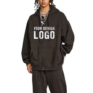 Sudadera con Capucha Holgada y Cremallera para Hombre, Estilo Americano, Informal, con Hombros Caídos, Cremallera Completa, Talla Grande - Product Image 4