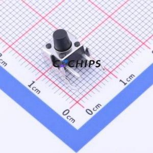 TS-1093C-A7B2-D1 Tactile Switch Bent Lead Through Hole-4P,6x6mm Single Pole Single Throw Round Button 1.8N Right Angle Insert - Product Image 1