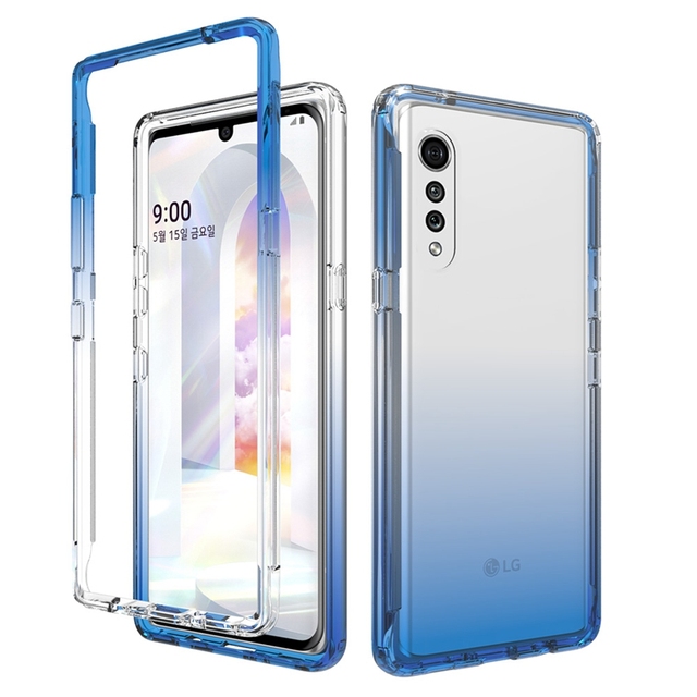 Gradient Color 360 Full Cover Clear TPU PC Shockproof Protection Transparent Phone Case for LG Velvet K22 K42