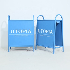 Double-Sided A-Frame Sidewalk Sign Stand Metal Pavement Advertising <b>Board</b> for Business Outdoor Display - Product Image 6
