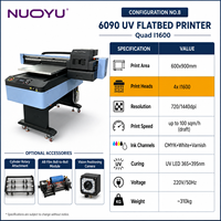 Nouvelle imprimante UV à plat rotative cylindrique automatique 600x900mm avec 4 têtes I1600, 100m²/h, CE RoHS, pour film AB R2R, positionnement par vision 6090