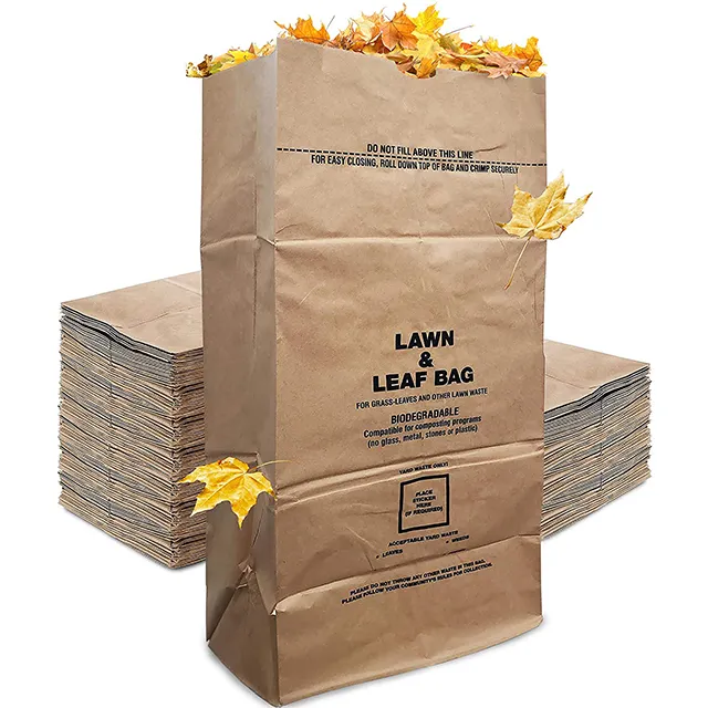 Bolsa de basura biodegradable para patio trasero, hojas, basura, basura, 30 gal, papel para césped y bolsas de hojas