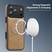 Funda de Teléfono de Cuero PU Premium para iPhone 17 18 Pro Max, con Succión Magnética, Ranuras para Tarjetas, Compatible con TPU y PC, Antigolpes, Estilo Ejecutivo