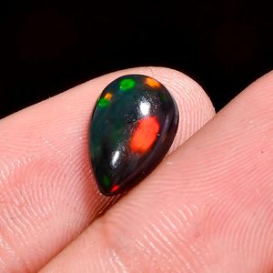 Opale éthiopienne noire naturelle Yashee, taille poire, 1 carat, pour la fabrication de bijoux - Product Image 2