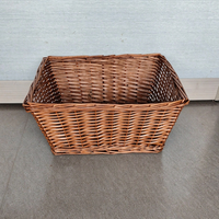 Panier de rangement artisanal en saule naturel tressé, organisateur de bureau style ferme, panier de rangement pour cosmétiques pour coiffeuse