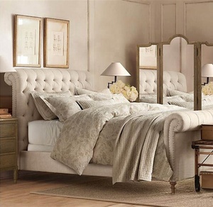 สไตล์อเมริกันห้องนอนชุดเฟอร์นิเจอร์Upholstered KingขนาดChesterfieldผ้าผ้าปูที่นอนโรงแรม - Product Image 6