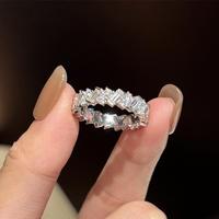 Bague rectangulaire en moissanite, argent sterling 925, pavée, style minimaliste, bague tendance