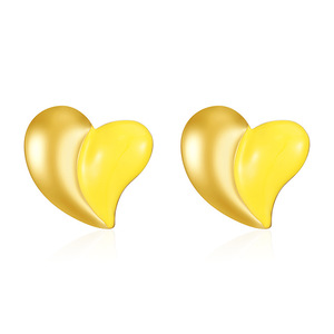 18K PVD Gold Plated Stainless Steel Heart Shape Enamel Oil Drip <b>Stud</b> <b>Earrings</b> for Women | Hypoallergenic Non Fading Jewelry - Product Image 6
