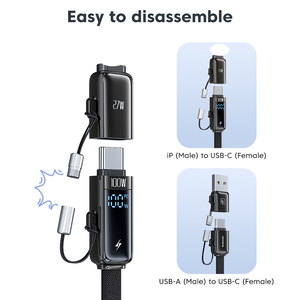 Toocki 100W PD <span class=keywords><strong>Cable</strong></span> de datos de carga rápida con pantalla digital Combo 4 en 1 1,2 M para MacBook <span class=keywords><strong>iPad</strong></span> iPhone Sincronización de alta velocidad - Product Image 2