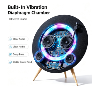 Tourne-disque vinyle rond UFO, son HiFi, double usage mural et de bureau, rechargeable 4000mAh, BT 5.3 bidirectionnel, pour la maison, directement de l'usine - Product Image 5