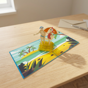 Best Choice Handmade Summer Beach Pop Love 3D Couple <b>Cards</b> High Quality Customizable <b>Paper</b> Offset Printing Chinese New Year - Product Image 2