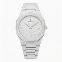 Montre de sport biocéramique haut de gamme OEM, verre texturé nacre, design géométrique, mouvement à quartz, étanche 3 ATM