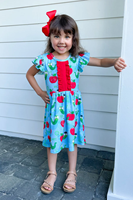Enfant en bas âge filles retour à l'école Boutique rose apprentissage pommes autobus scolaire ABCS et numéros maternelle école robe enfants