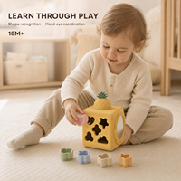 Cube d'activités sensoriel en silicone personnalisé OEM, jouet pour bébé, Montessori, anneau de dentition, trieur de formes, qualité alimentaire, sans BPA