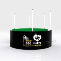 Nouvelle cabine photo rotative 360° 2023, demi-cercle, cabine photo ronde, toile de fond, bannière avec tube lumineux LED