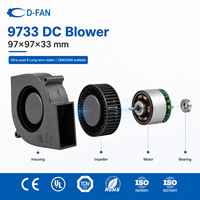 Ventilateur centrifuge DC 9733 97 mm personnalisé, 12 V 24 V, ventilateur de refroidissement sans balais pour le refroidissement des cuisinières à induction