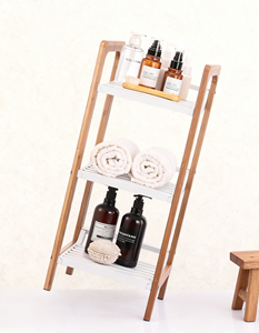 맞춤형 모던 대나무 3단 다기능 에타제르 욕실 사다리 스탠드 가정용 정리함 욕실 식기 욕조 스탠드 박스 포장 - Product Image 4