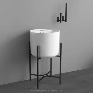 BTO Wall Hung Sinks Ceramic Basin Modern Round Bathroom Wash Basin