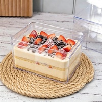 Boîte à pâtisserie rectangulaire transparente en PS de qualité alimentaire, petite, 112x80x63mm, 450ml, pour gâteaux, biscuits, bonbons, pâtisseries, avec couvercle, JNH-037, marque JNH