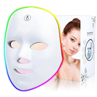 Masseur facial LED Photon pour le rajeunissement de la peau, masque lumineux 7 couleurs, traitement de l'acné par lumière rouge et bleue, rechargeable, tactile