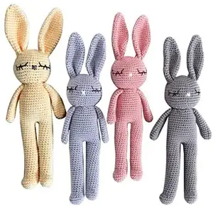 BSCI ODM OEM Produsen Profesional Kustom Boneka Bayi Crochet Hewan Easter Kelinci Rajutan Hewan Mainan Bayi Mewah untuk Bayi