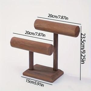 Présentoir à bijoux en bois à double barre, organisateur de bureau pour bracelets, montres, bandeaux et rangement d'ornements - Product Image 2