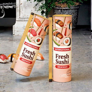 บรรจุภัณฑ์กระดาษแบบกดขึ้นรูปทรงกระบอก ผลิตตามสั่ง เป็นมิตรกับสิ่งแวดล้อม ย่อยสลายได้ เกรดอาหาร สำหรับใส่ซูชิ - Product Image 5