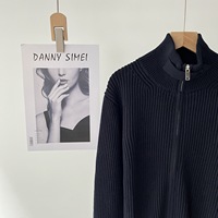 En stock, photos réelles, cardigan en tricot à manches longues en coton pour femme, design décontracté avec fermeture éclair, pour l'automne 16a-3596
