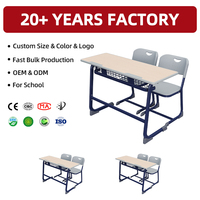 WMCD121-DGPN Ensemble Bureau et Chaise Scolaire Fixe pour Enfants, Mobilier d'École pour Salle de Classe