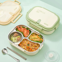 Boîte à lunch en acier inoxydable SUS 304 sans BPA, compatible micro-ondes, anti-fuite, compatible lave-vaisselle, 5 compartiments, antidérapante, empilable