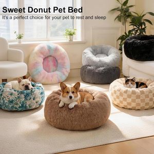 Round Long Plush Super Soft Cat Dog Luxury Fluffy Faux Fur Pet Sleeping <b>Bed</b> Puppy Dog Basket Cushion Mat Portable Cat Dog <b>Nest</b> - Product Image 5