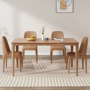 Table à manger rectangulaire en bois massif 2531 pour usage domestique, structure stable, mobilier de salle à manger - Product Image 5