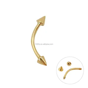 Elegante 14K Solid Gold Navel Bell Button Anel Piercing Jóias 3mm Cone Screw Navel Anel para Mulheres Girl Gift