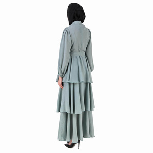 Aschulman tùy chỉnh phụ nữ dài maxi 3 lớp voan ăn mặc Layered abaya hijad cho phụ nữ hồi giáo - Product Image 3
