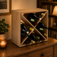 Ventes chaudes : Porte-bouteilles en bois personnalisé, support de rangement pour vin, porte-verres à vin en bois massif, casier à vin en bois