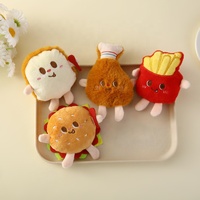 Groothandel Schattige Frietjes Pluche Sleutelhanger Zachte Burger Eten Pop Stressverlichter Tas Charm Klauw Speelgoed OEM