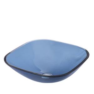 AIDI Offre Spéciale <span class=keywords><strong>Salle</strong></span> <span class=keywords><strong>de</strong></span> <span class=keywords><strong>bain</strong></span> Colorful Blue Glass Counter Top Square Art Basin Wash Sink - Product Image 1