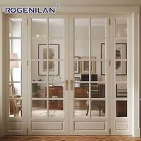 Portes doubles commerciales en verre Aluminium Noir de haute qualité Portes battantes à double vitrage Portes françaises extérieures