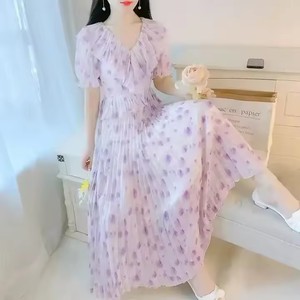 Thanh Lịch Màu Hồng Hoa In A-Line Maxi Ăn Mặc Cho Phụ Nữ Tùy Chỉnh 2025 Mùa Hè Bộ Sưu Tập Lưới Thiết Kế Xù Xù Xáo Khói Phong Cách Giản Dị Nóng - Product Image 5