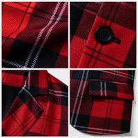 Jas Kasual Pria Merah Bergaris Satu Kancing Dua Tombol Lengan Panjang Bahan Worsted