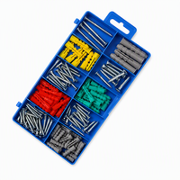 Kit d'assortiment de 132 vis à bois et chevilles en plastique plaquées pour applications d'installation murale en atelier et bricolage